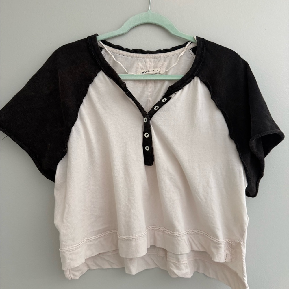 We The Free Eyes Closed Henley Cropped Top